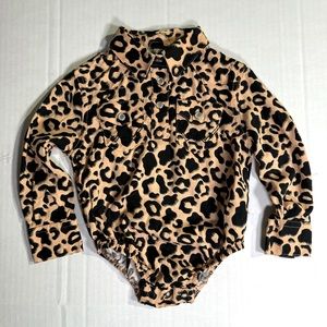 Wrangler Leopard Print Button Up Onesie